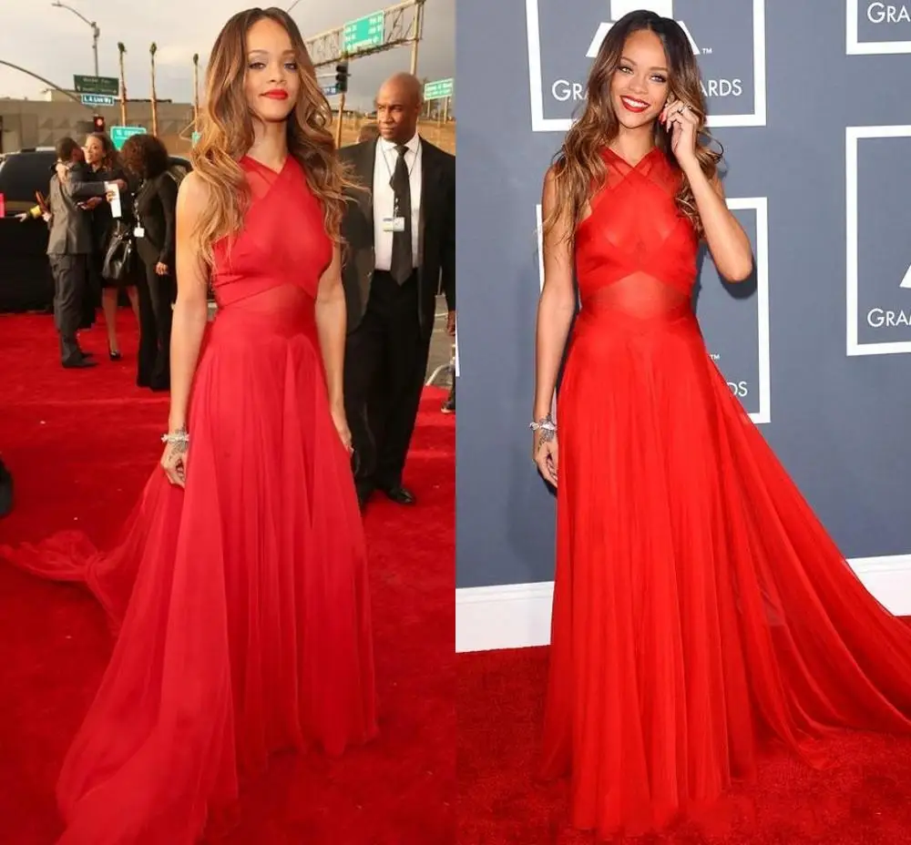 Платье шифоновое вечернее с круглым вырезом ТРАПЕЦИЕВИДНОЕ в стиле Звезд|Платья