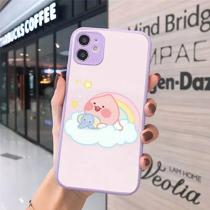 

Cute Peach cartoon Comics Phone Case Matte Transparent for iPhone 7 8 11 12 s mini pro X XS XR MAX Plus cover funda