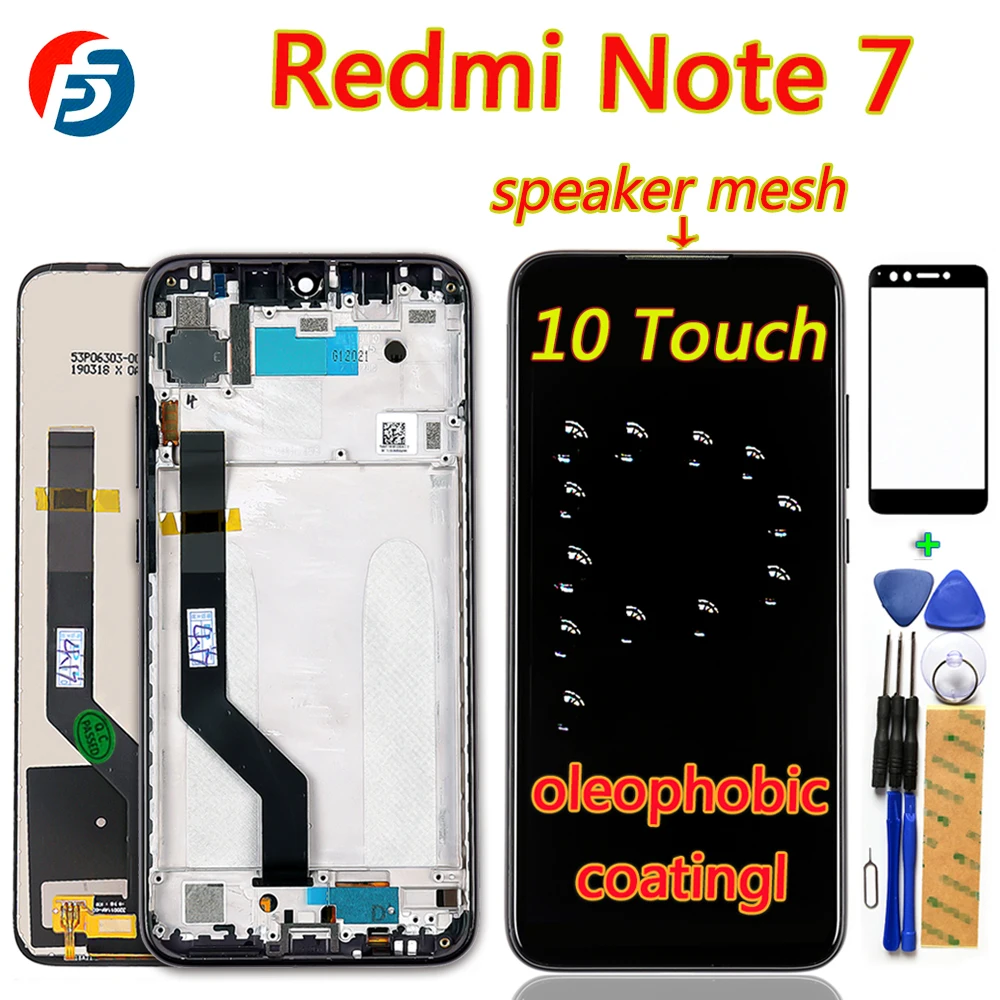 10 мультитач сенсорный экран 6,3 дюймов для Xiaomi Redmi Note 7/Note 7 pro ЖК-дисплей дигитайзер сборка Олеофобное Покрытие рамка
