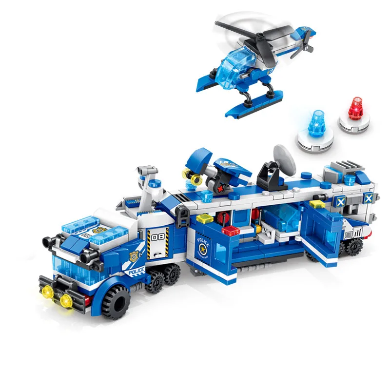 

Mailackers City Police Station Car Transporter SWAT Truck Building Blocks Creator Expert 8 in 1 Police Vehicle Bricks Kids Toys