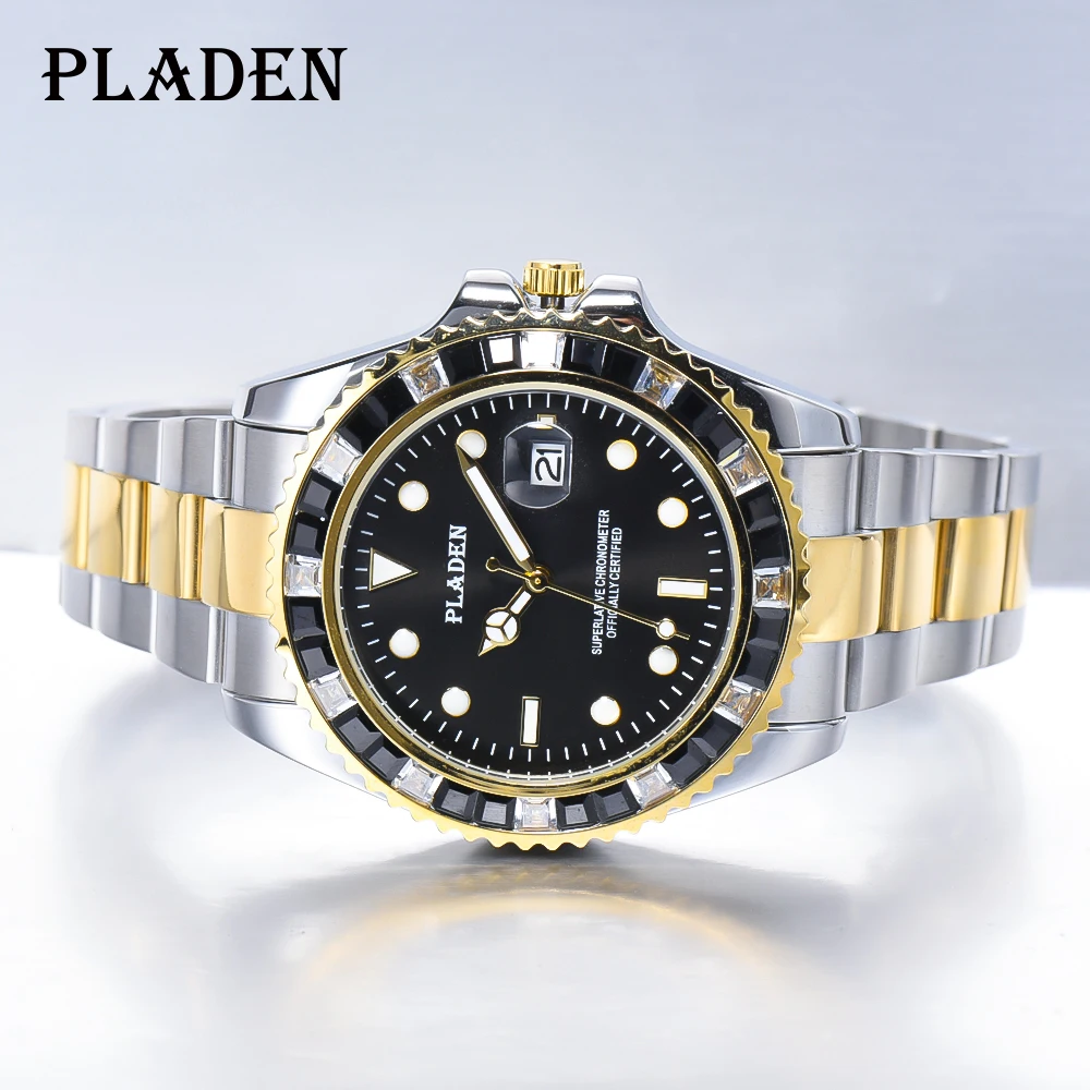 PLADEN Top Brand Dive Quartz Watches Men Luxury Stainless Steel WristWatch Fashion Casual Automatic Date Clock relogio masculino
