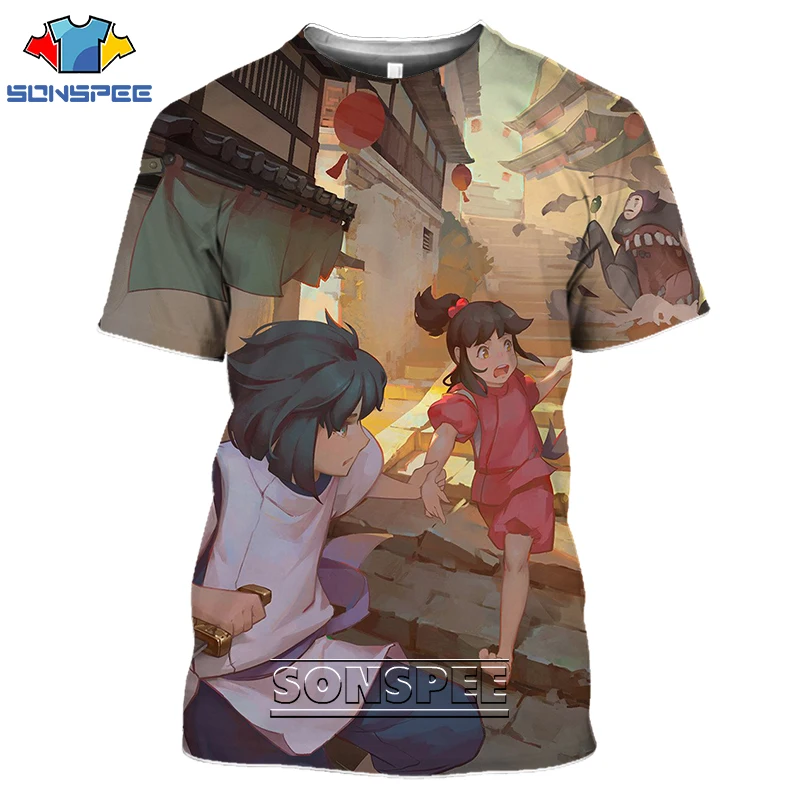 

SONSPEE Spirited Away Anime Cure Cute Men Women 3D T-shirt Harajuku Kawaii Summer Fashion Casual Short Sleeve O-Neck Top