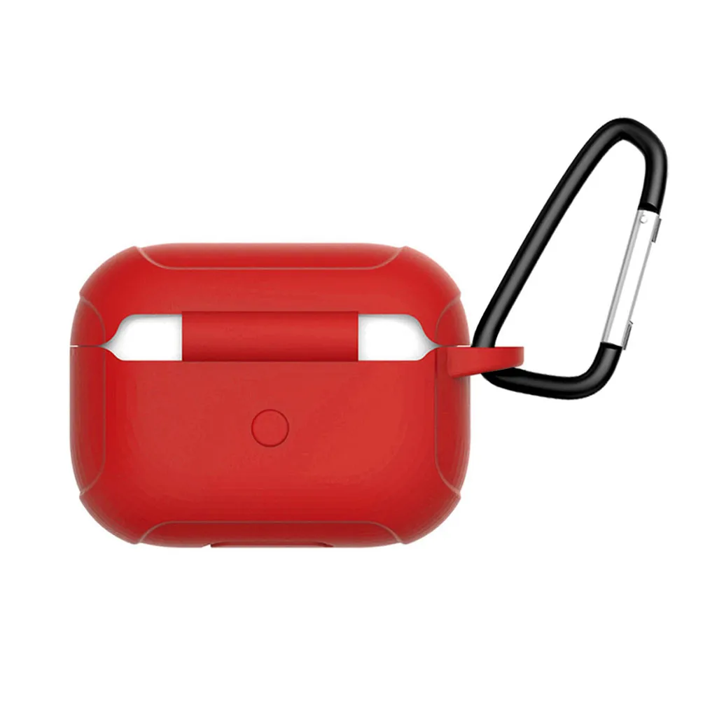 For AirPods Pro 2019 Wireless Charging Box Silicone Scratch Protection Holster with Carabiner for headphones Accessories Durable |