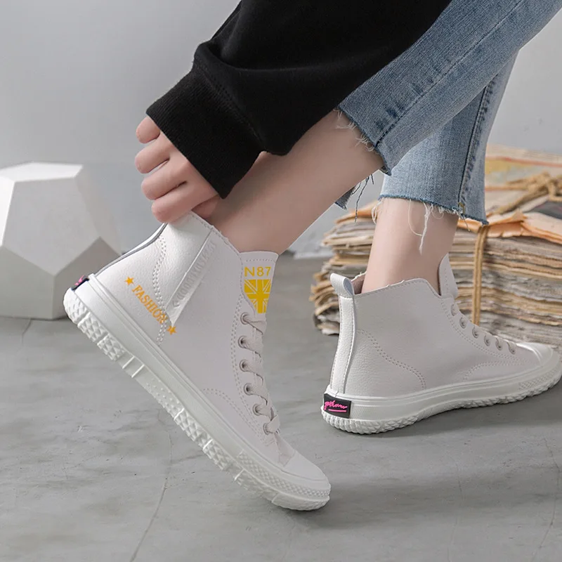 Fujin/Новинка весны 2020 года Парусиновая обувь Женская маленькая белая с круглым