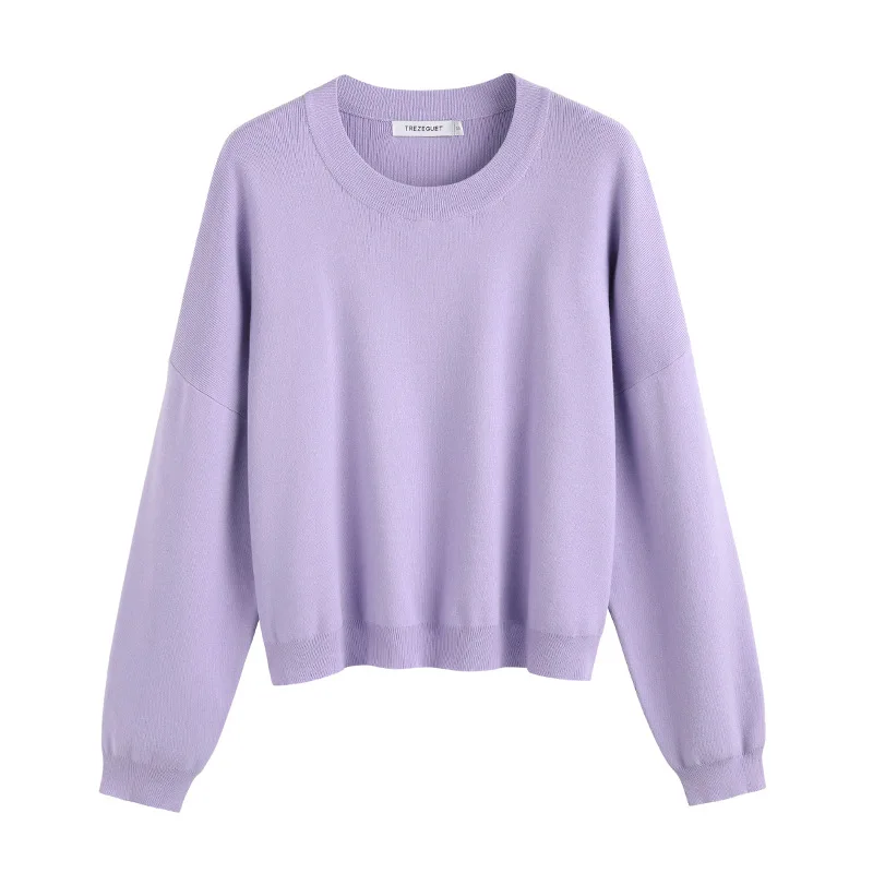 

Autumn Winter New O-Neck Long Sleeve Sweater Women's Fashion Knitted Pullover Wool Bottomed Solid Color Sweater
