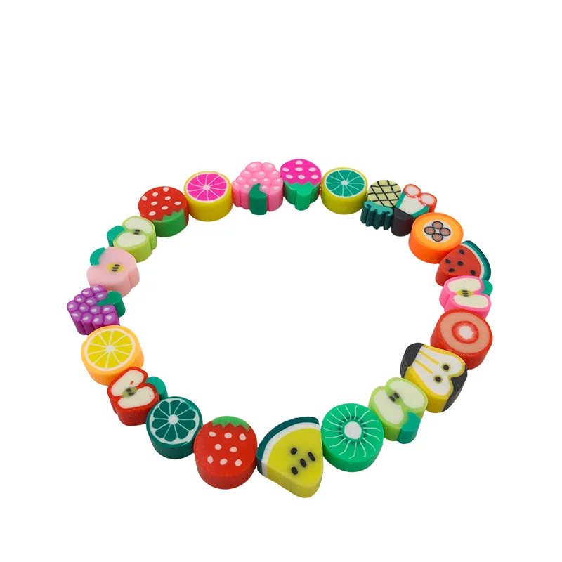 

Mixed Boxed 370 Pcs of Soft Ceramic Punched and Sliced Smiley Face Fruit Flat Bead Elastic Rope DIY Bracelet Necklace Accessorie