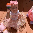 Пончик на 1-й день рождения девочка пончик на день рождения рубашка на один год наряд для девочки розовый и золотой костюм на 1-й день рождения