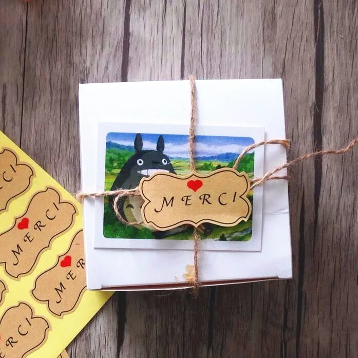 

80pcs/lot vintage style THANKS Series Kraft paper For Handmade Gift Baking Package Decoration Label Sticker