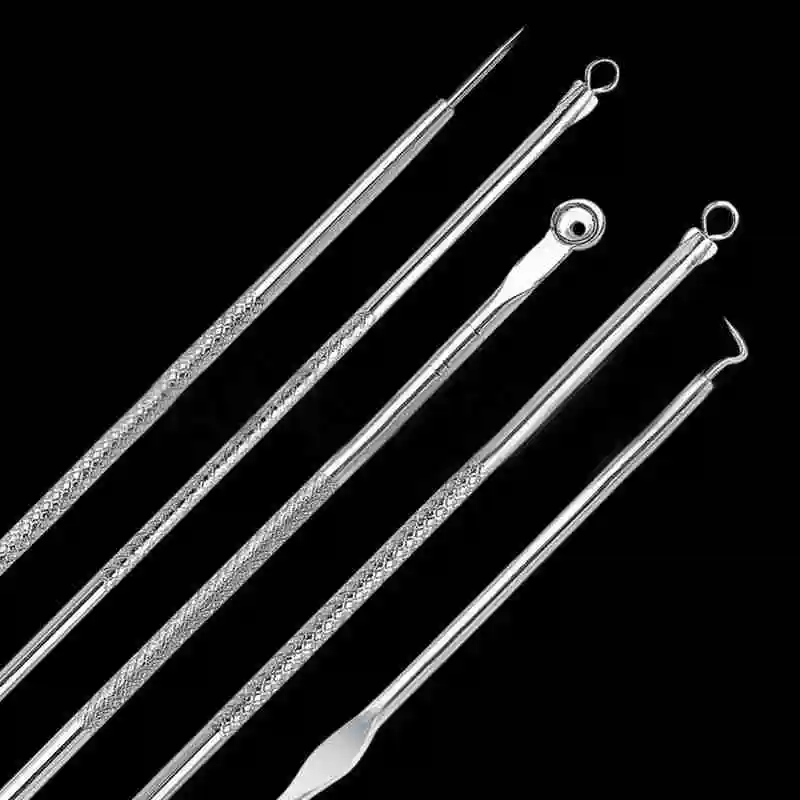 5pcs/set Stainless Steel Acne Needle Pimple Blackhead Squeeze Needles Kit Extractor Removal Acne Tool Pimple Remover Beauty B2I5