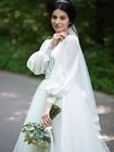 Винтажное свадебное платье Одри Хепберн, шифоновый топ с длинным рукавом и фатиновая юбка, свадебные платья, платье принцессы сдержанного дизайна, свадебное платье