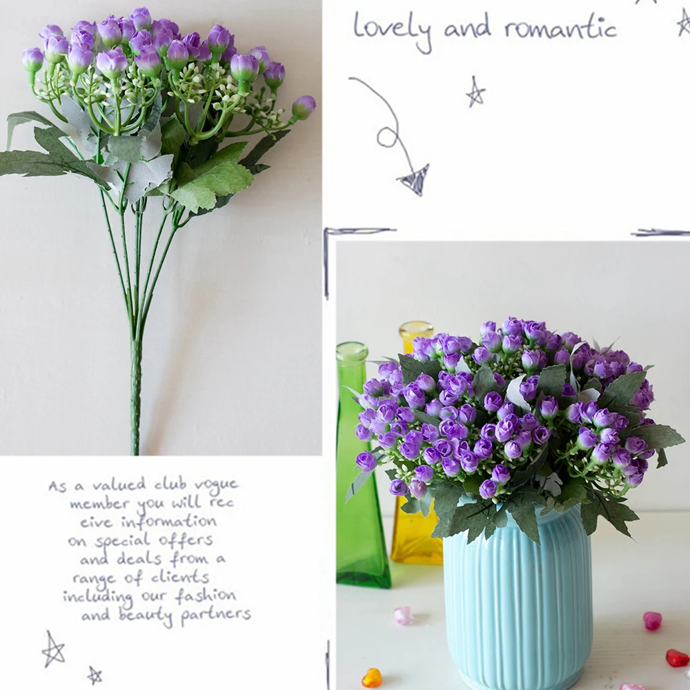 Имитация цветка Милан маленькая Роза Бутон 6 бутон мини вилка 36 гостиная спальня