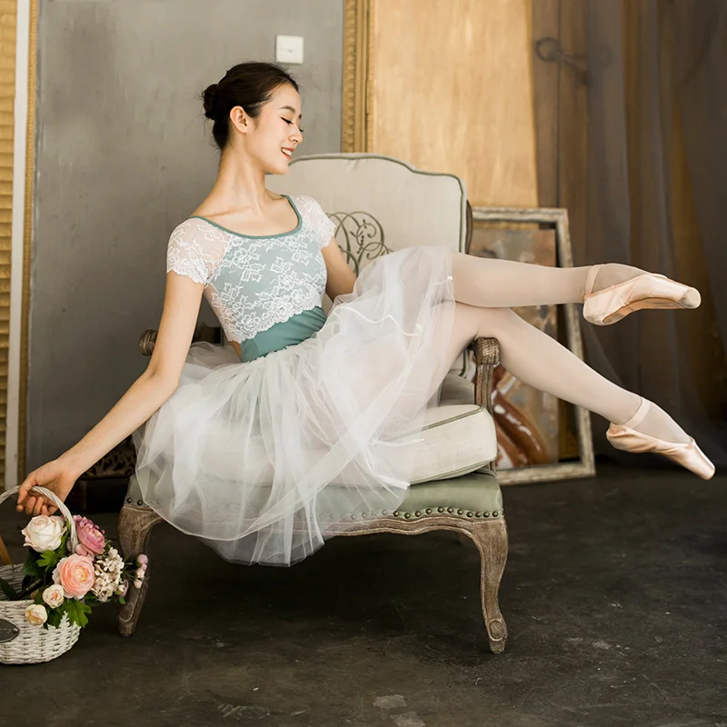 Кружевное платье для балетных танцев трико способный преодолевать Броды