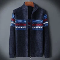 winter knitted sweater men vintage christmas mens cardigan plaid sweater for male men clothing