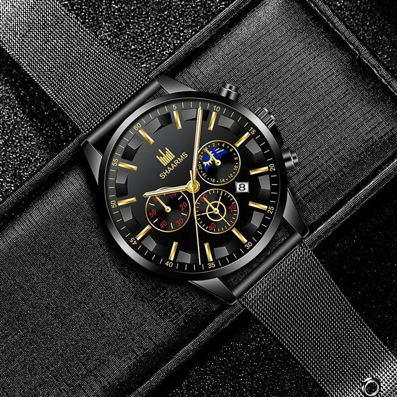 Sharms часы мужские водонепроницаемые повседневные Роскошные брендовые кварцевые