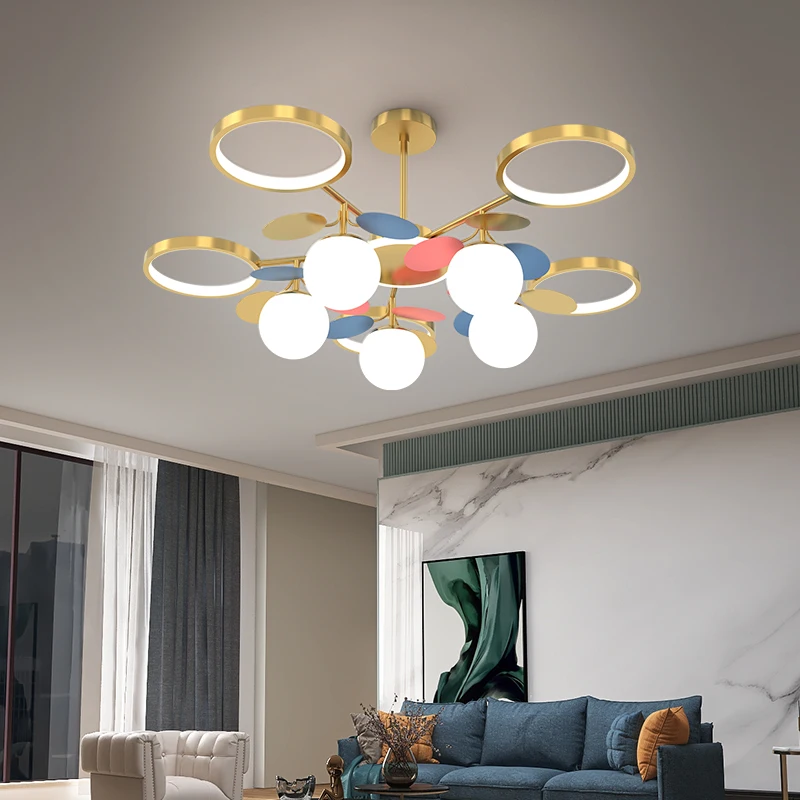 ModernColorful Circle Art Design LED Chandelier Lighting Home Decor Light Living Room Bedroom Indoor Lights Strong | Лампы и освещение