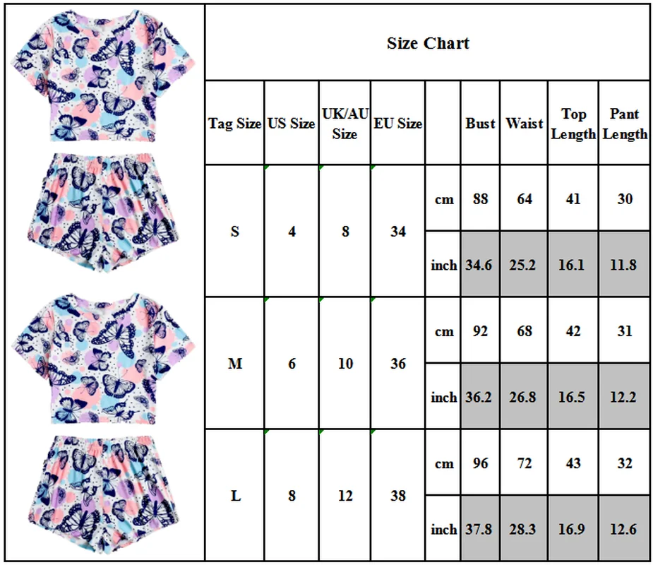 

Womens Floral Tracksuits Set Short Sleeve T-shirt Top + Shorts Lounge Wear Suit