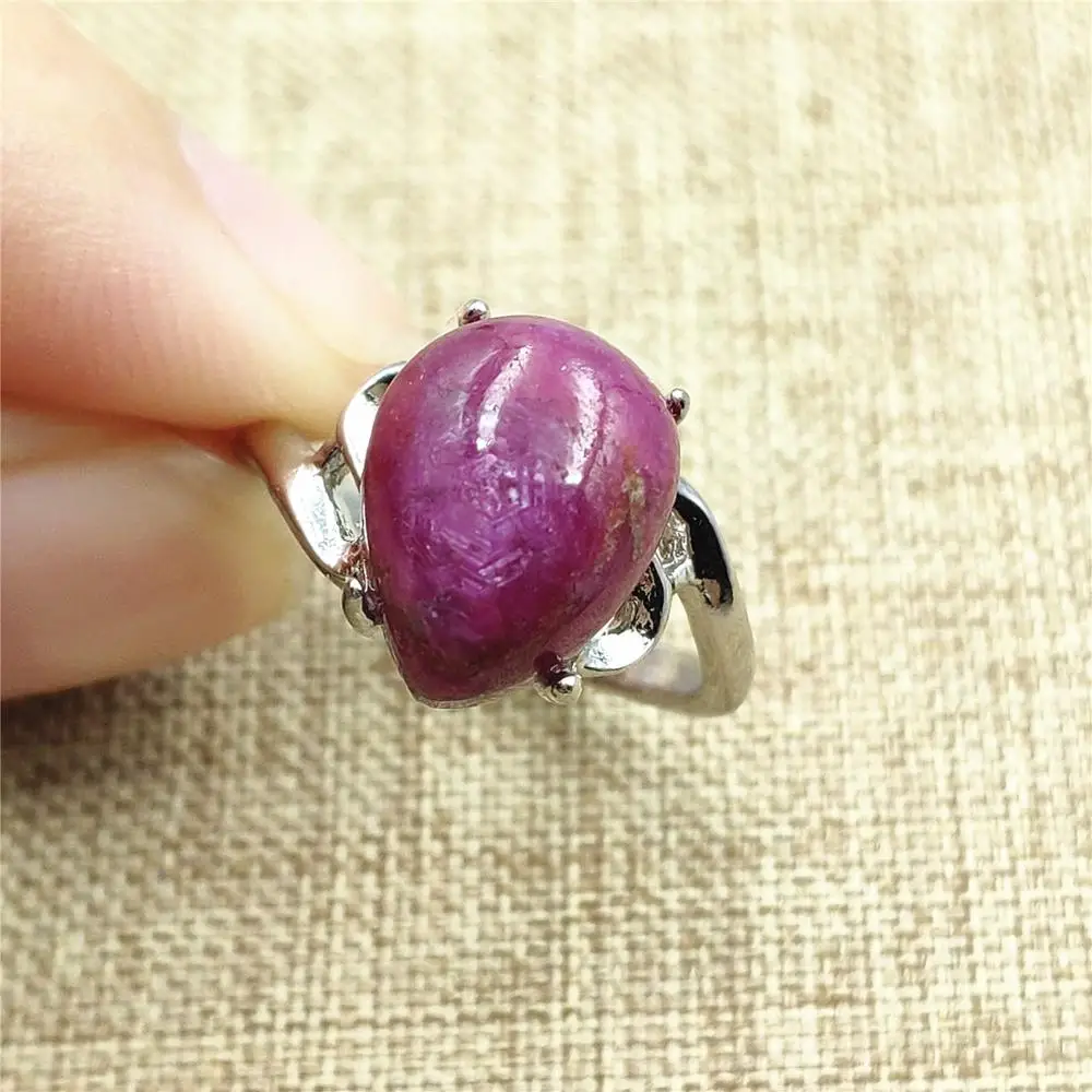 100% натуральный красный рубин овал драгоценного камня регулируемое кольцо