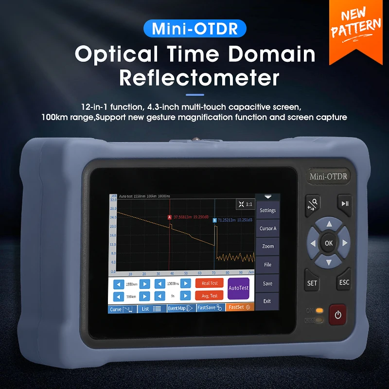 980MAS Мини OTDR 1310/1550nm 26/24dB волоконно-оптический рефлектометр сенсорный Экран VFL