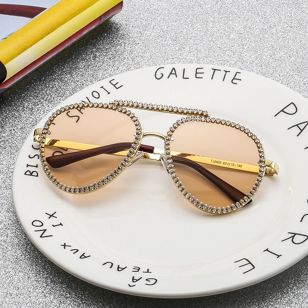 Роскошные прозрачные стразы Солнцезащитные очки женские модные декоративные