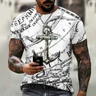 Летняя мужская футболка, уличная мода, с морским компасом, Женская 3D одежда, Мужской Свободный Топ большого размера с круглым вырезом