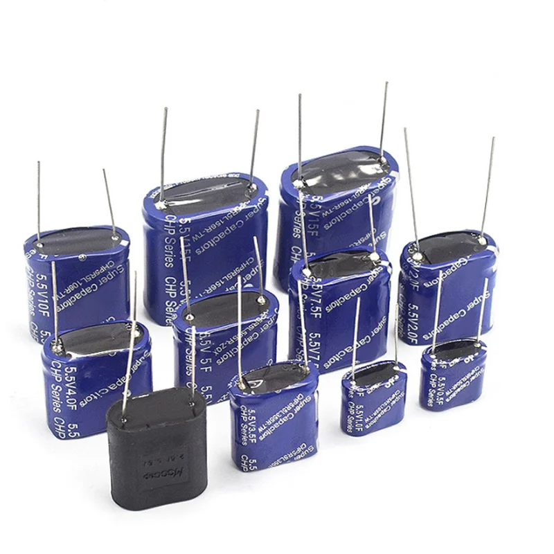 1PCS 5.5V Super Capacitor 0.5F 1.0F 1.5F 2F 2.5F 3.5F 4F 5F 7.5F 10F 15F 20F 25F 50F 60F Farad Combination Type Supercapacitor |
