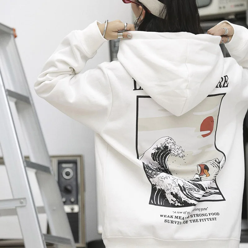 Свитшот с вышивкой в виде кошки стиле Харадзюку флисовый хлопковый пуловер