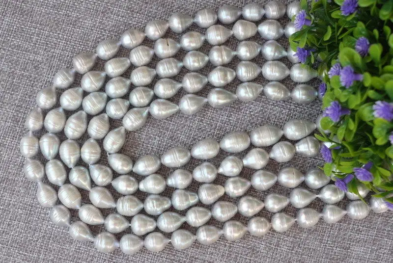 + Натуральный 10-11 мм серый рис пресноводный жемчуг россыпью бусины 15'' |