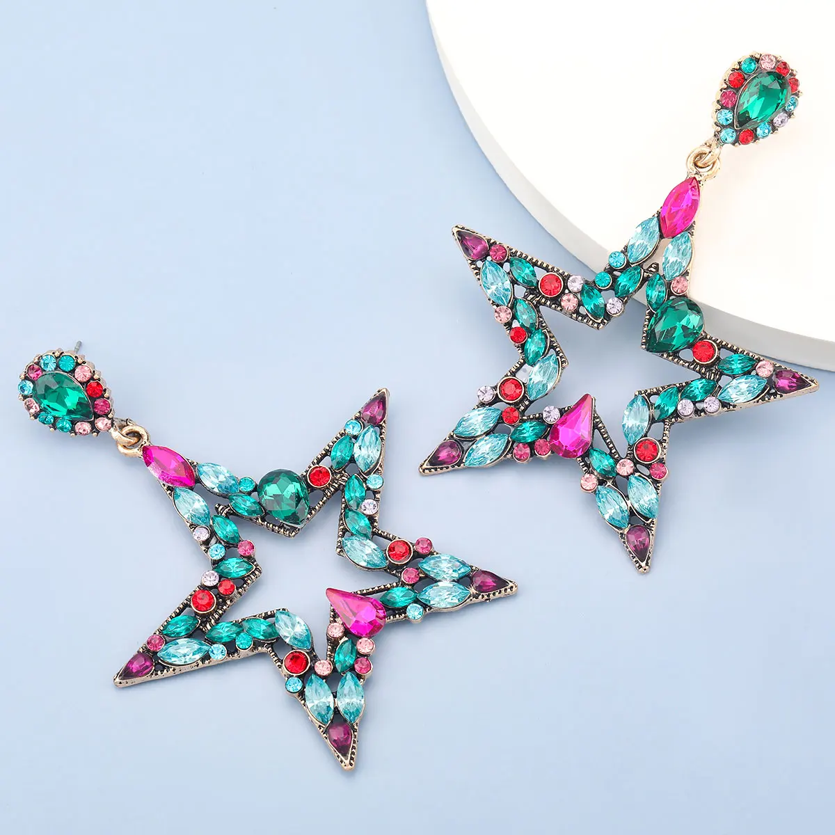 Модные новые женские серьги красочные пятиконечные подвески в виде звезд