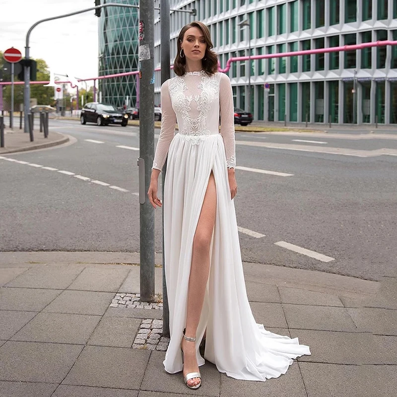 

YILIBERE Lace Wedding Dress Short Sleeve O-Neck Plus Size Luxury Lace Appliques Tulle Cathedral Train Robe Fluffy skirt