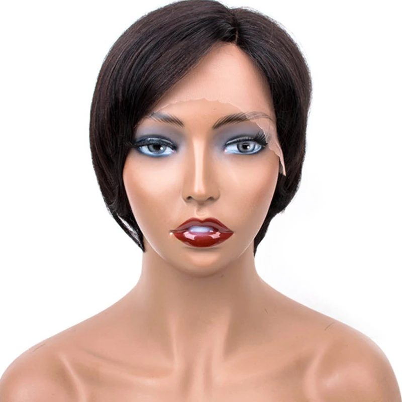 Женские парики из натуральных волос на сетке для черных женщин L-образной формы