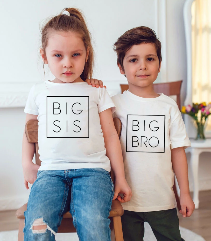 1 предмет футболка для маленьких детей с принтом Big Bro/Sis Anoucement мягкие топы