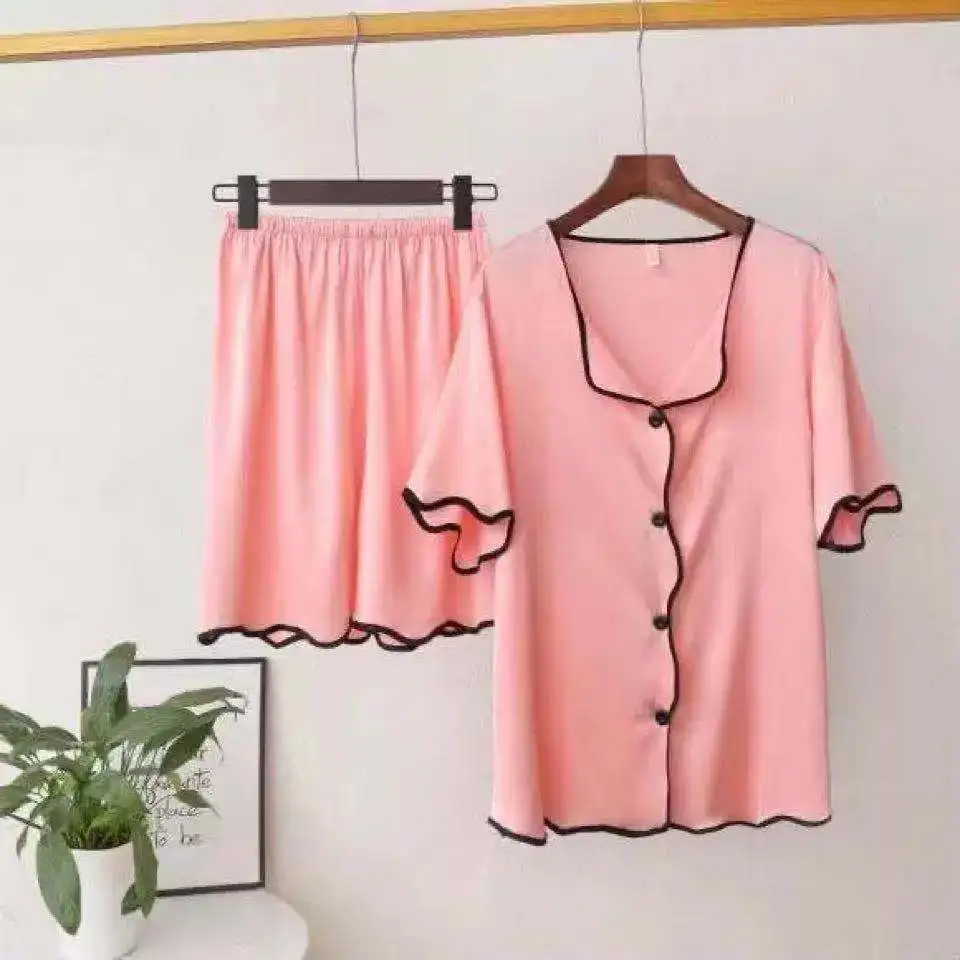 New Summer Ice Silk Pajamas Women's Comfortable Casual Thin Home Service Suit
