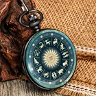 Винтажные кварцевые карманные часы со знаками Зодиака, женские и мужские часы с арабскими цифрами, карманные часы на цепочке, подарки