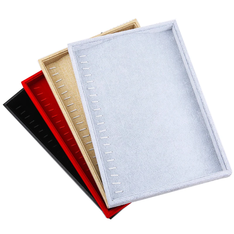 

Quality Velvet Jewelry Display Tray Box Necklace Pendant Bracelet Organizer Case Chain Jewelry Storage Display Holder Tray