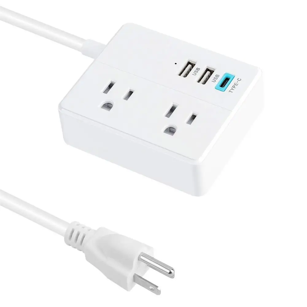 

Mini Power Strip 2 USB 1 Type-c 3 US Desktop Charging Station 3.94ft Extension Cord for Cruise Ship Travel Multi Plug Extender