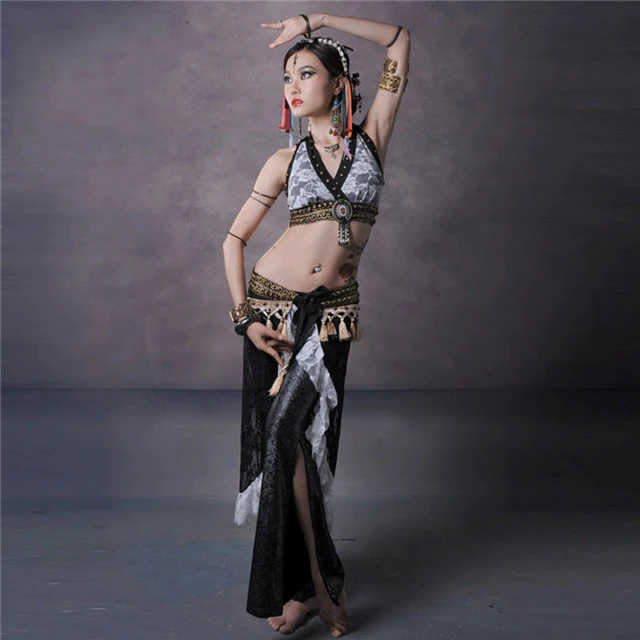 Костюм для танца живота 3 шт. платок на бедрах бюстгальтер с кисточками и бусинами