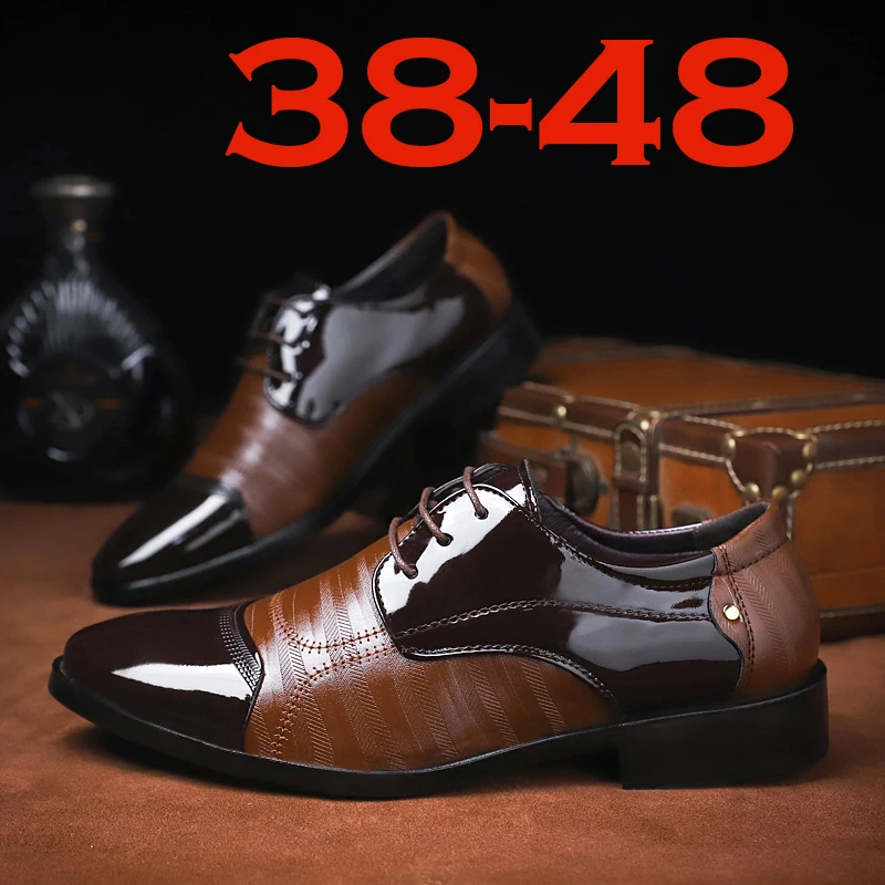 

38-48 Men High Quality Leather Shoes Business Office Casual Shoes Thick Soled Anti Slip Italian Leather Shoes Men Formal Shoes