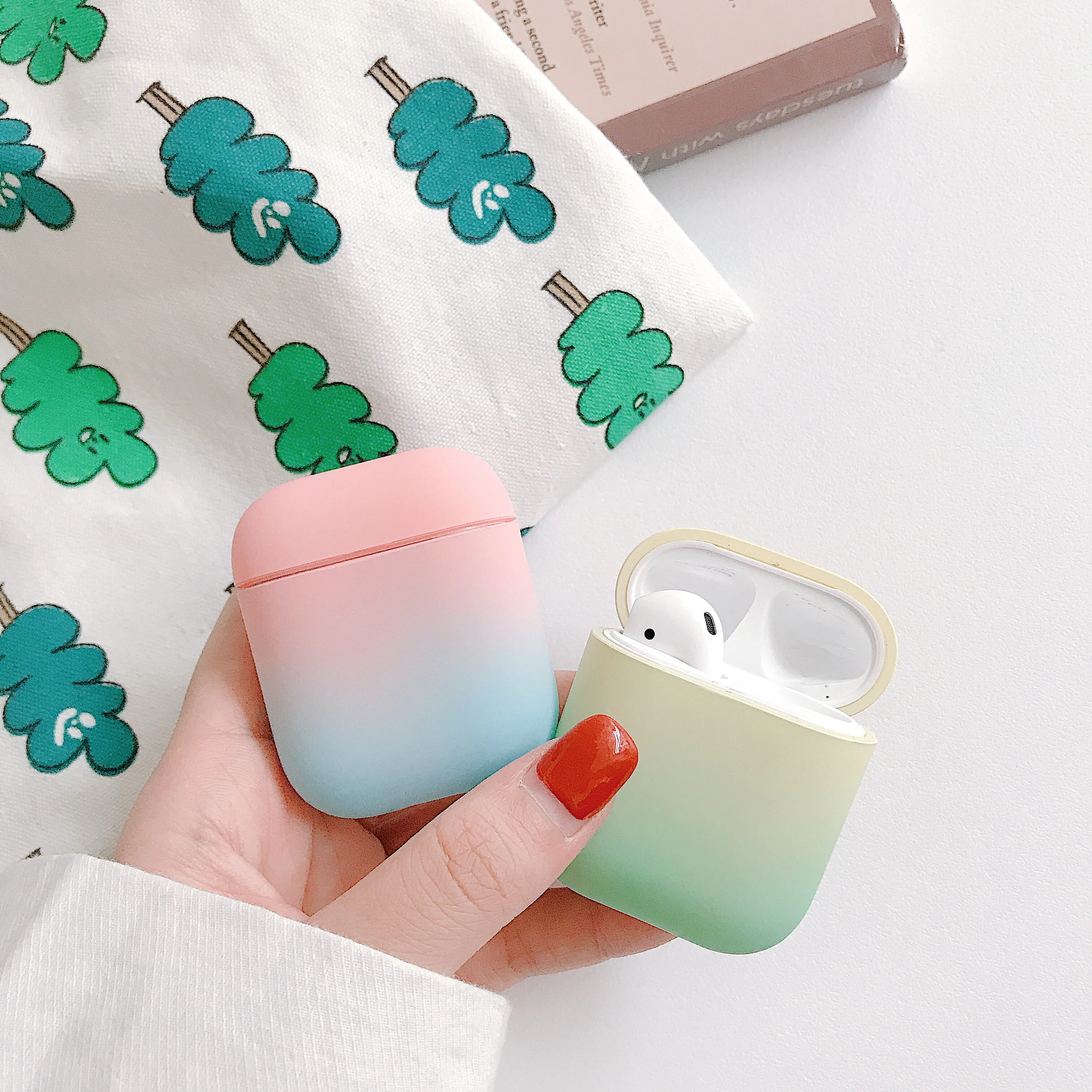 Для AirPods чехол градиентный Радужный цвет Твердый защитный чехол Bluetooth беспроводные наушники чехол для Air pods shell