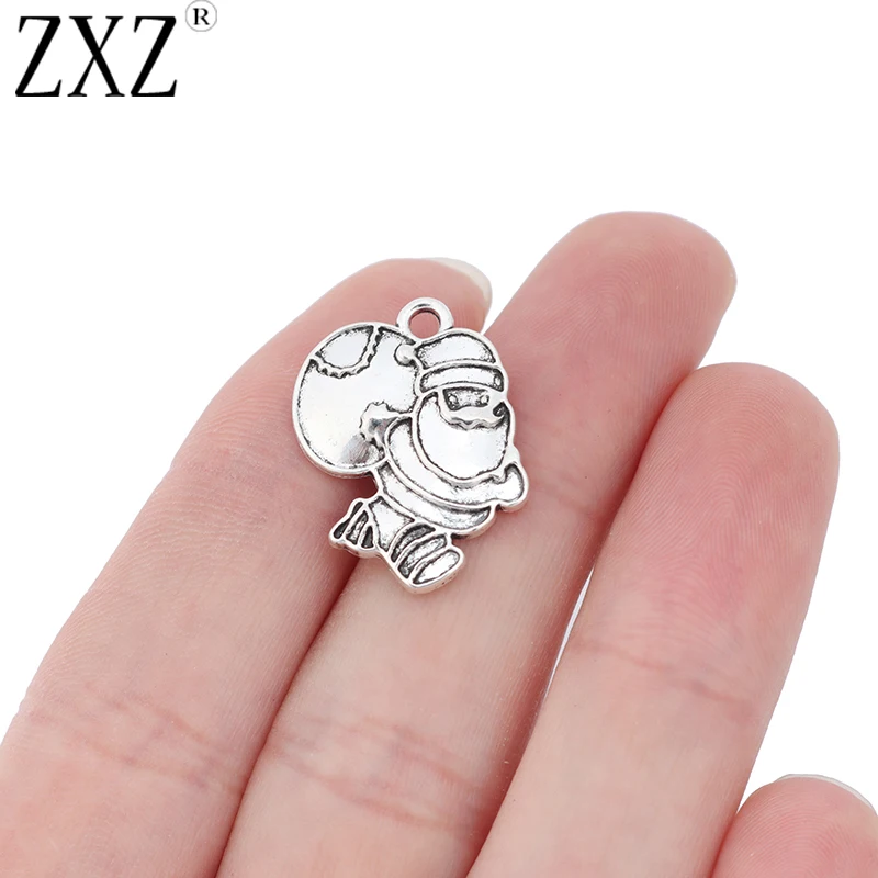 

ZXZ 15 шт. Рождественский подарок Санта-Клаус шармы бусины для ожерелья браслета ювелирных изделий фурнитура 24x21 мм