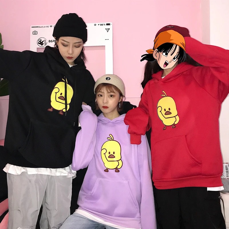 Женская одежда новые корейские kawaii Мультяшные утки свободные BF толстовки милые