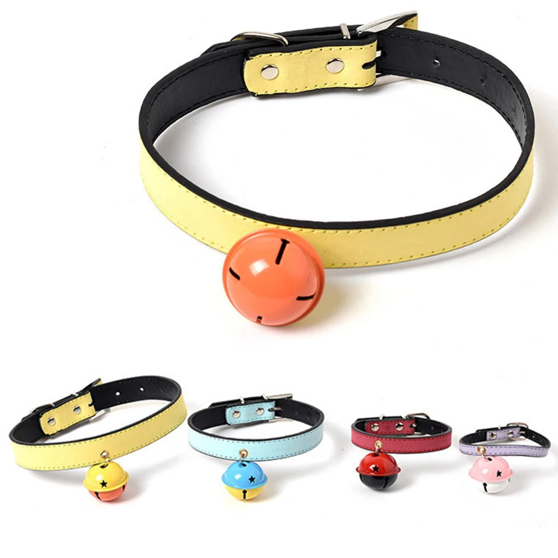 

Pet Leather Collar Cat Dog Cute Neck Ring With Bells Anti-Lost Adjustable Kitten And Puppy Supplies Collar Perro