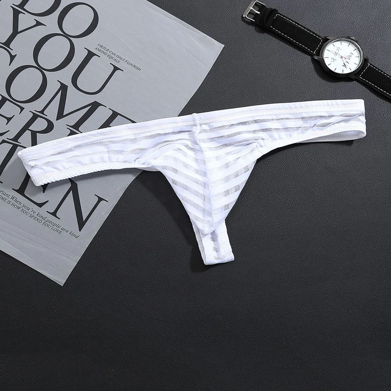 Сексуальное мужское нижнее белье для геев прозрачные стринги с мешочком пениса