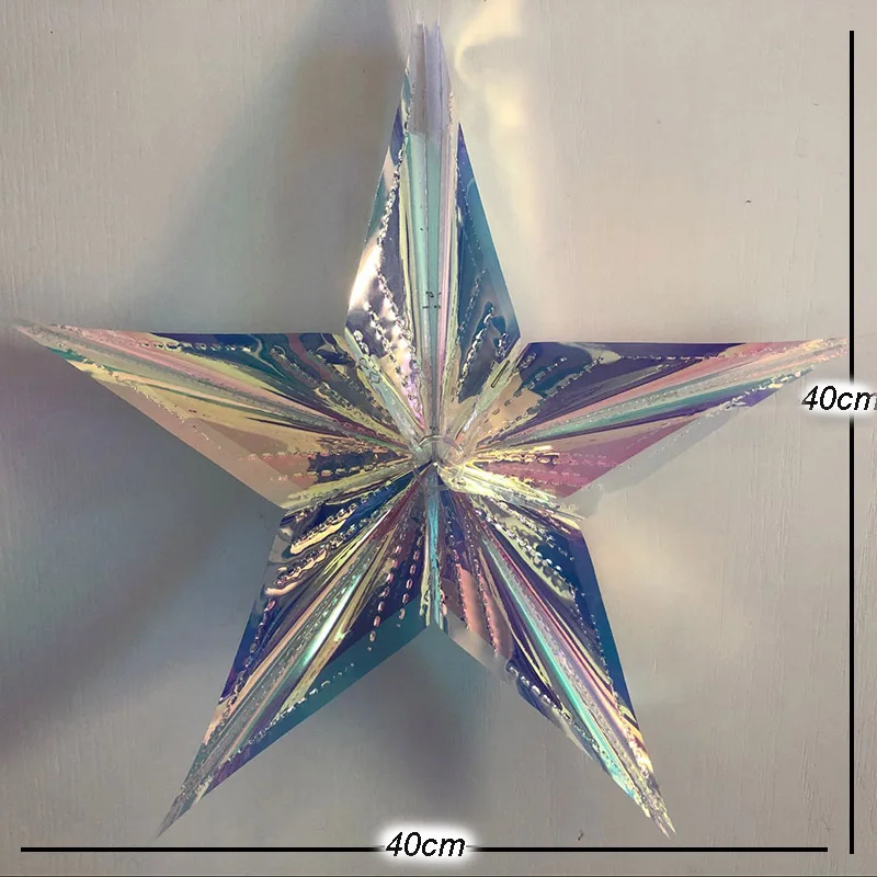 Star 40cm Рождественские украшения Замороженные снежинки/звезда кулон полые Висячие Partys любимые настенные украшения для рождественской елки украшения Рождество - Цвет: Star 40cm