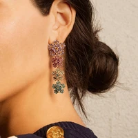 2021new jewelry long pendant multicolor flower personality versatile women temperament fashion fine earrings girl accessories
