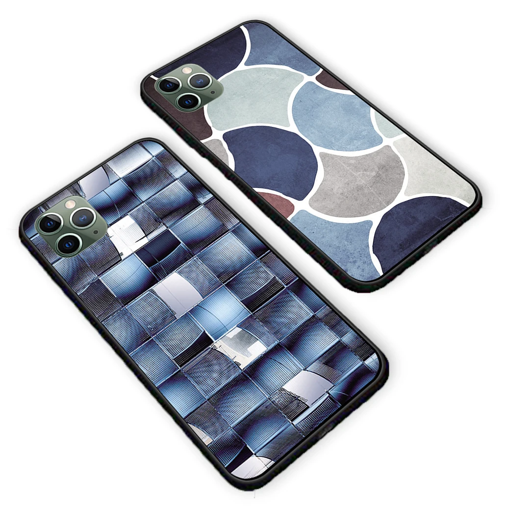 AestheticTropical Moroccan Blue Pattern Black TPU Case cover For iPhone 5 5S 6 6s 7 8 Plus X XS XR 11 Pro Max | Мобильные телефоны