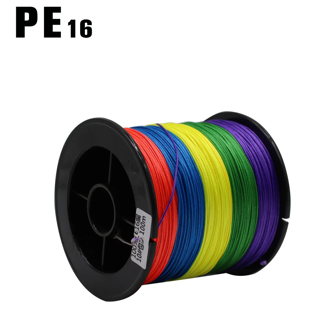 

YINGTOUMAN 16 Strand PE Braided Fishing Line 100m Monochrome Color 3-30 Fishing Accessories Tool