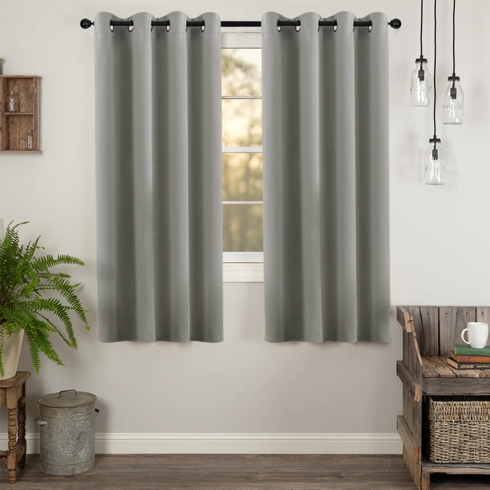 

ELKA Blackout Curtains for Living Room Bedroom Kitchen Short Curtains Window Treatments Solid Color Window Curtain Drape Blinds