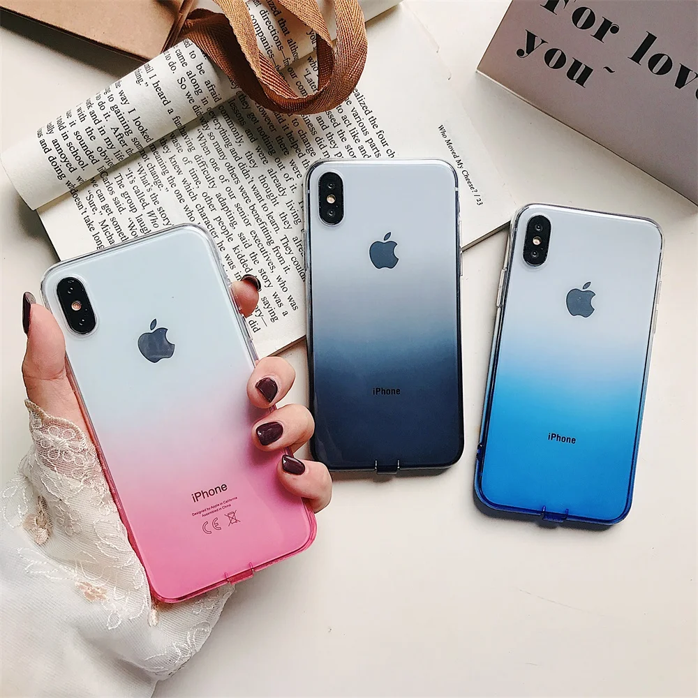 Прозрачный чехол для iPhone 6 6S 7 8 Plus X XS Max XR градиент Мягкий силиконовый 11 Pro s Чехол на