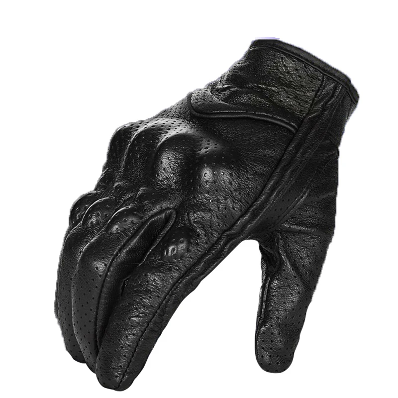 

Genuine Leather Full Finger Motorcycle Gloves Touch screen Finger Moto Bike Riding Protective Gears Racing Gloves