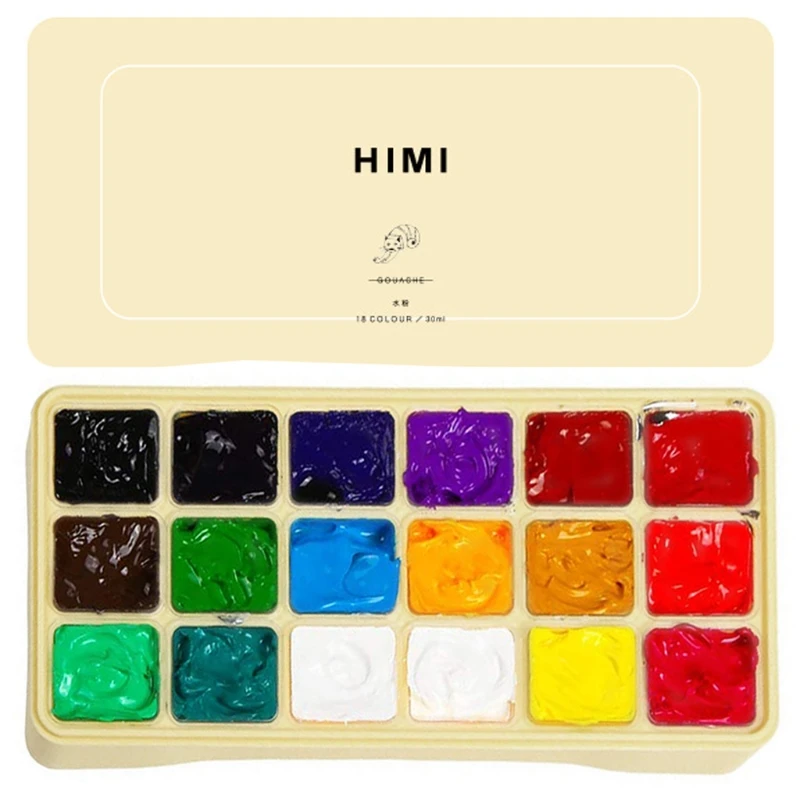Gouache Paint Set 18 Vibrant Colors Non Toxic Paints with Portable Case Palette XXUC |